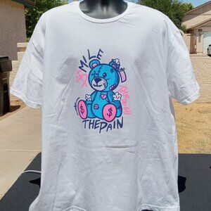 "Smile Through the Pain" Graphic T-Shirt – White, 100% Cotton, Unisex